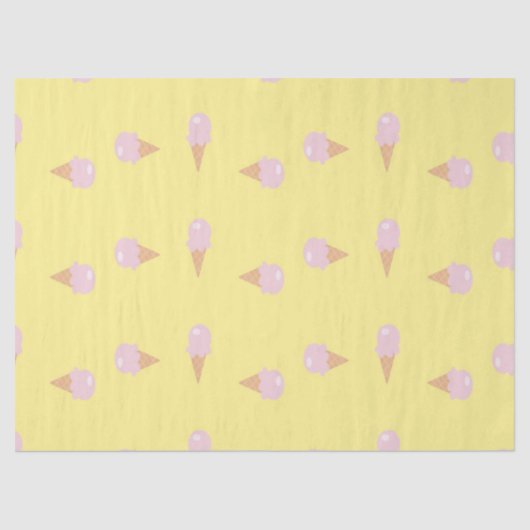 Papier Mousseline Glaces roses sur jaune (Recto)