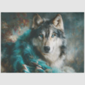 Papier Mousseline Glacier Teal Wolf Portrait (Recto)