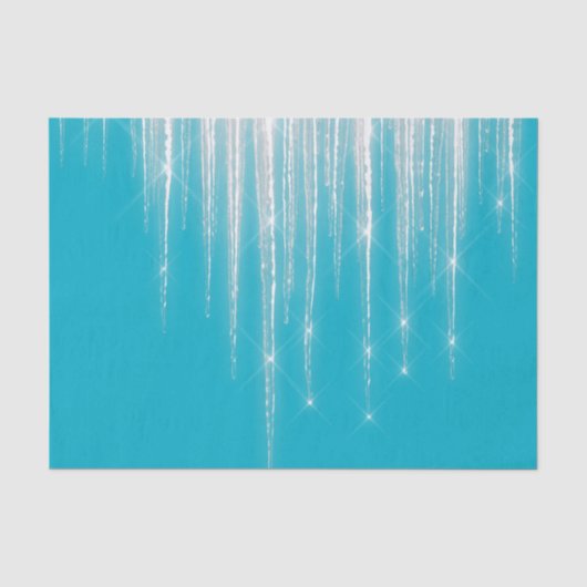 Papier Mousseline Glaçons de Noël Bleu Aqua (Recto)