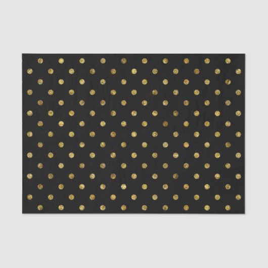 Papier Mousseline Glam en or chic et Pois noirs (Recto)
