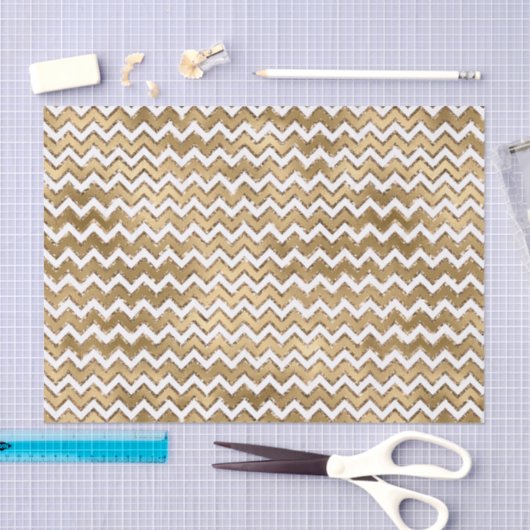 Papier Mousseline Glam Gold White Zigzag (Artisanat)