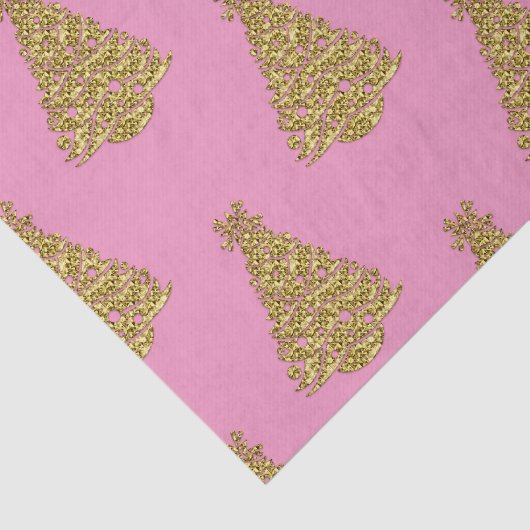 Papier Mousseline Glam Golden Christmas Trees on Pink Christmas (Détail)