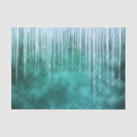 Papier Mousseline Glam Green White Icicles Noël (Recto)