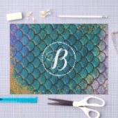 Papier Mousseline Glam Mermaid Balances de poisson Turquoise violet (Artisanat)