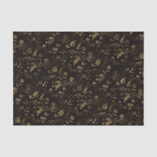 Papier Mousseline Glam or feuille motif brun