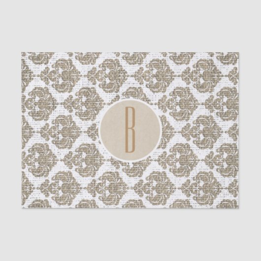 Papier Mousseline Glamor Rustique Burlap Royal Damask Chic Moderne (Recto)