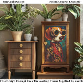 Papier Mousseline Glamorous Steampunk Beagle Dog EZ5R Decoupage