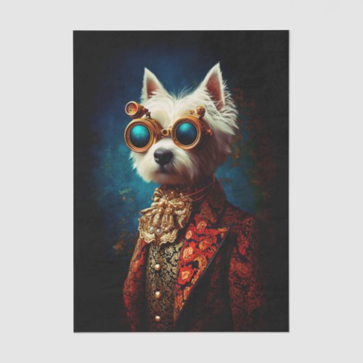 Papier Mousseline Glamorous Steampunk Westie Dog EZ6L Decoupage (Recto)