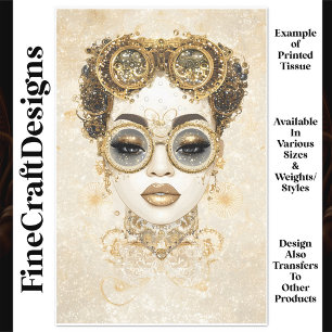 Papier Mousseline Glamour Chic Steampunk Femme Gold Q1 Découpage