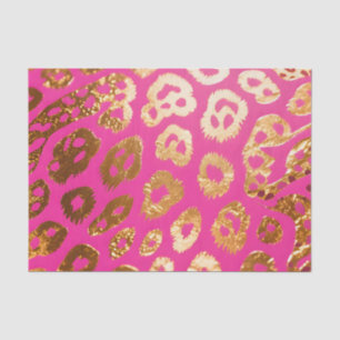 Papier Mousseline Glamour Imprimé Léopard Or Rose Chaud