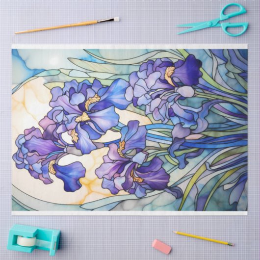 Papier Mousseline Glass Irises (Artisanat)