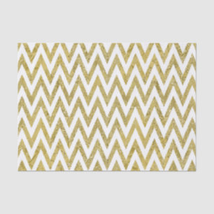 Papier Mousseline Glitterie or et blanc Chevron raypes