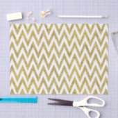 Papier Mousseline Glitterie or et blanc Chevron raypes (Artisanat)