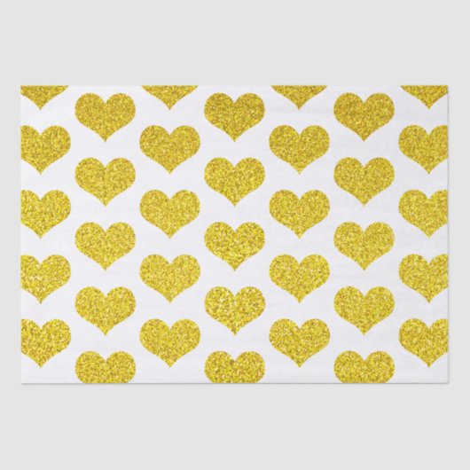 Papier Mousseline Glittery Golden Heart Patterns Mariages Fêtes (Recto)
