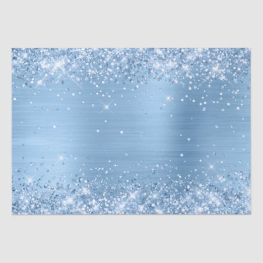 Papier Mousseline Glittery Light Baby Blue Ombre Foil (Recto)