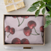 Papier Mousseline Glossy Red Cherries Pink Retro Glam Party (Cadeau)