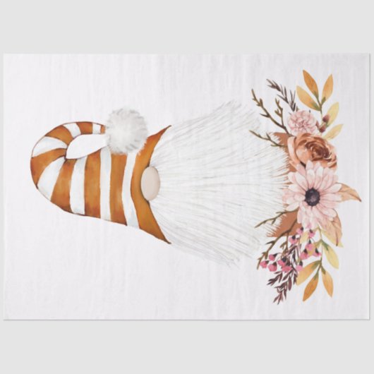 Papier Mousseline Gnome d'automne et découpage floral  (Recto)