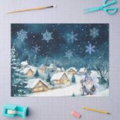 Papier Mousseline Gnome et flocons de neige bleu Whimsical (Artisanat)