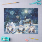 Papier Mousseline Gnome et flocons de neige bleu Whimsical (Artisanat)