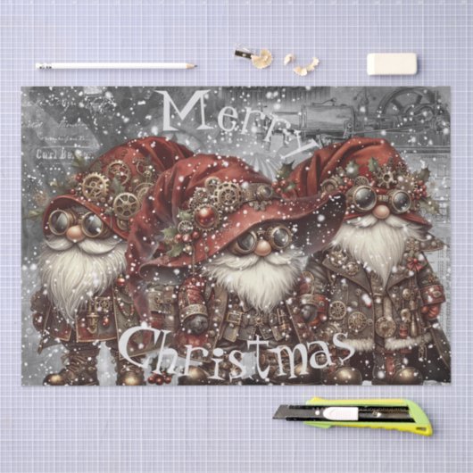 Papier Mousseline Gnome Steampunk Noël d'hiver (Artisanat)