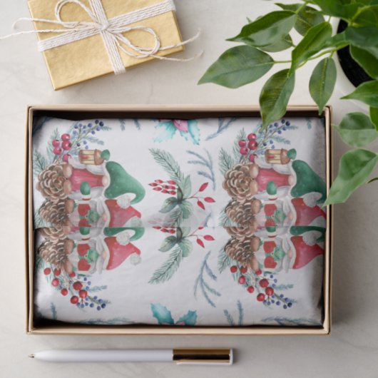 Papier Mousseline Gnome sur cônes de pin (Cadeau)