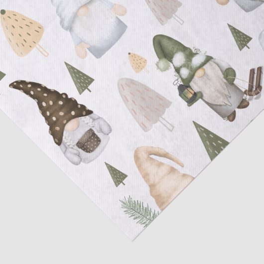 Papier Mousseline Gnomes Forêt Blanc (Détail)