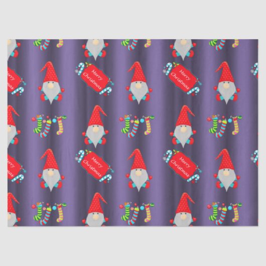 Papier Mousseline Gnomes mignons, Noël bleu (Recto)