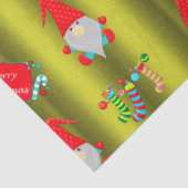 Papier Mousseline Gnomes mignons, Noël vert Chartreuse (Détail)