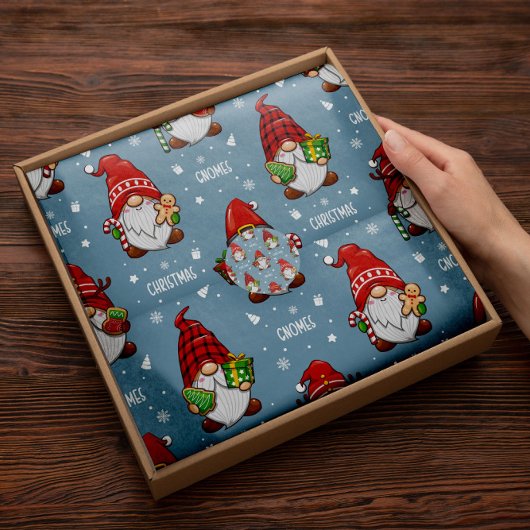 Papier Mousseline Gnomes Santa Claus | Papier rouge Tissu de Noël