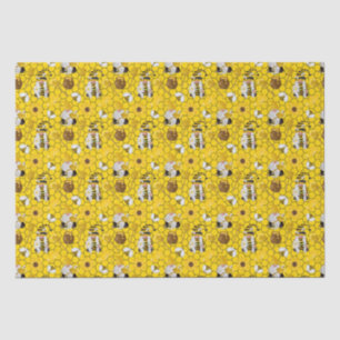 Papier Mousseline Gnomes Tournesols Jaunes Abeilles Miel