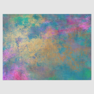 Papier Mousseline Gold Abstrait et rose sur découpage bleu