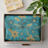 Papier Mousseline Gold and Teal Blue Christmas Poinsettia Flowers (Cadeau)