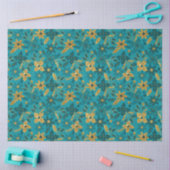 Papier Mousseline Gold and Teal Blue Christmas Poinsettia Flowers (Artisanat)