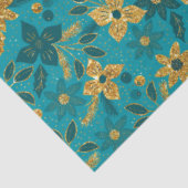 Papier Mousseline Gold and Teal Blue Christmas Poinsettia Flowers (Détail)