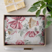 Papier Mousseline Gold Bells Pink Bows Noël (Cadeau)