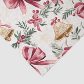 Papier Mousseline Gold Bells Pink Bows Noël (Détail)