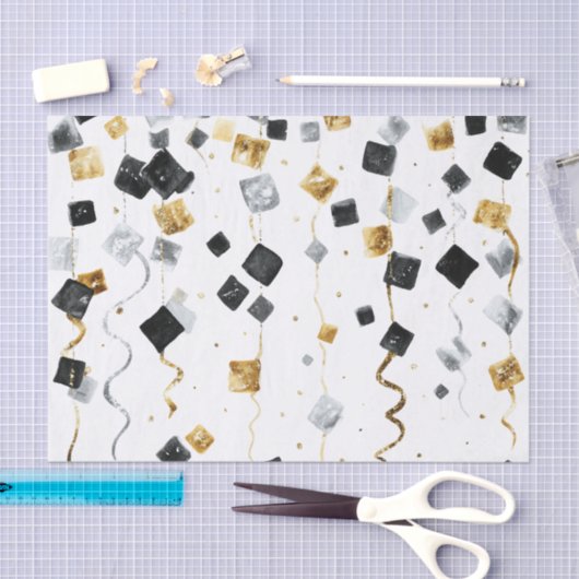 Papier Mousseline Gold Black Glam Confetti Christmas (Artisanat)