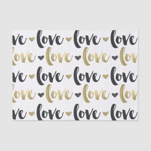 Papier Mousseline Gold Black Love Heart (Recto)