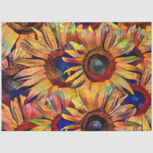 Papier Mousseline Gold Bouquet Sunflowers