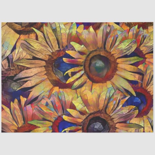 Papier Mousseline Gold Bouquet Sunflowers (Recto)