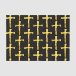 Papier Mousseline Gold Brush Cross - Christian Religion Crucifix