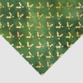 Papier Mousseline Gold Christmas Holly sur Green (Détail)