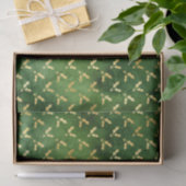 Papier Mousseline Gold Christmas Holly sur Green (Cadeau)