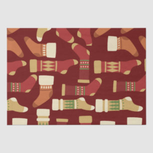 Papier Mousseline Gold de Noël, Rouge, Chaussettes vertes