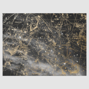Papier Mousseline Gold et Black Galaxy Star Map Series Design 1