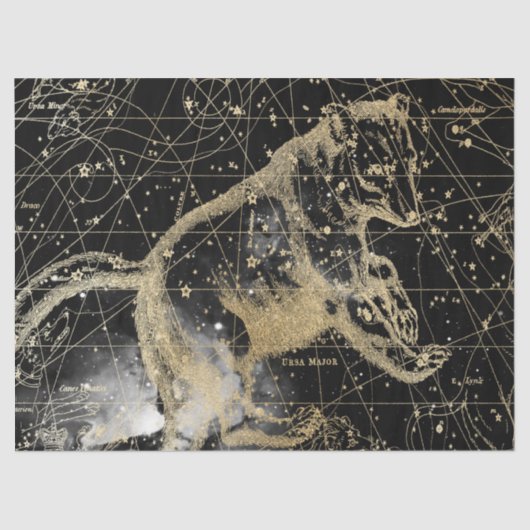 Papier Mousseline Gold et Black Galaxy Star Map Series Design 4 (Recto)