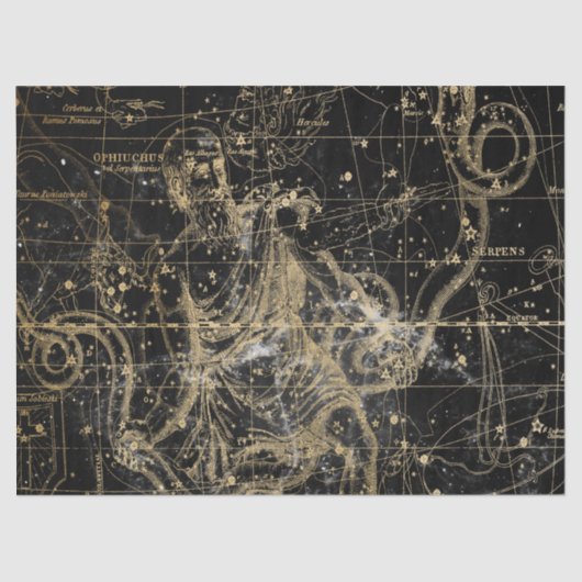 Papier Mousseline Gold et Black Galaxy Star Map Series Design 5 (Recto)