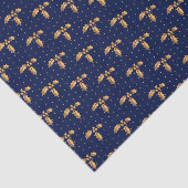 Papier Mousseline Gold et Navy Blue Christmas Holly (Détail)