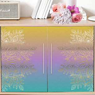 Papier Mousseline Gold Filigree Intricable Mandala Sur Pastel Rainbo