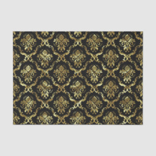 Papier Mousseline Gold Floral Damques 3 & Custom Black Arrière - pla